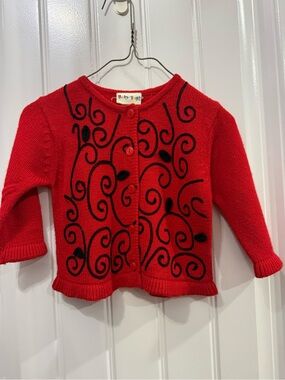 Vintage Baby Togs Red Knit Cardigan Sweater - Size 12 Months